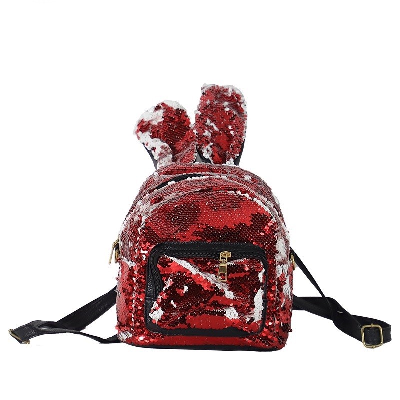 Stylish Shiny Sublimation Sequin Backpack With Rabbit Ear For Sublimation Printing
