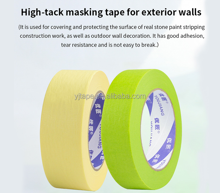 High Tack Crepe Natural Rubber Wall Decoration Painting Masking Tape Heat Resistant Custom
