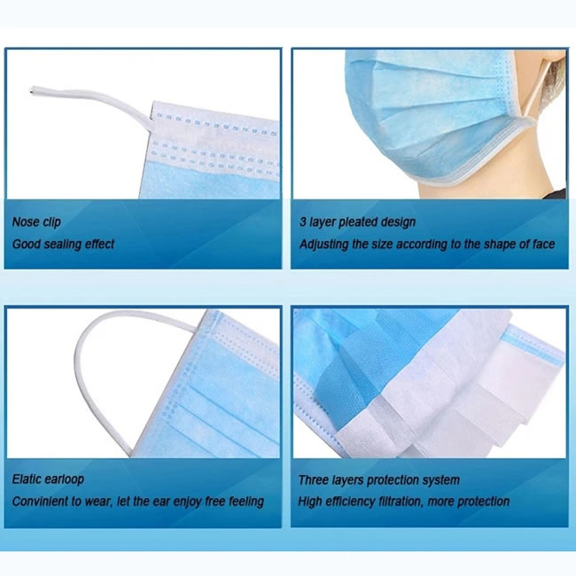 Disposable Non-Woven Face Mask / Surgical 3 Ply Disposable Nose And Mouth Mask