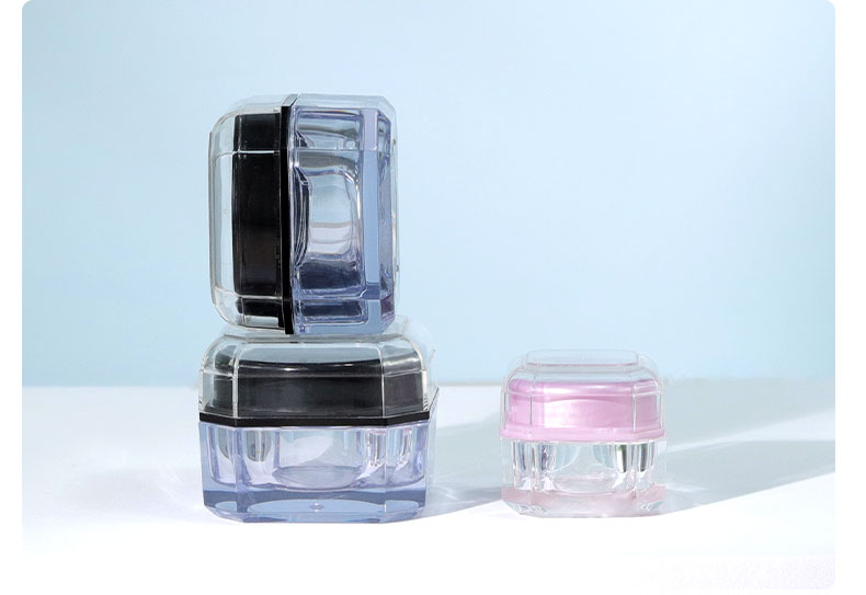 Octagonal Shape Plastic Double Wall Jars 5g 15g Transparent Cream Jar For Cosmetic Packaging Needs