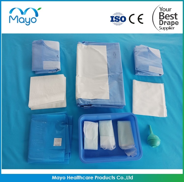 SMS 45gsm Cesarean Drape Kits Clear Cesarean Section Drape