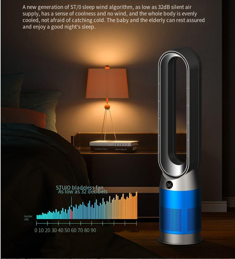 Large Vertical Bladeless Fan Air Purifier Fan App-Controlled Remote Control Home Smart