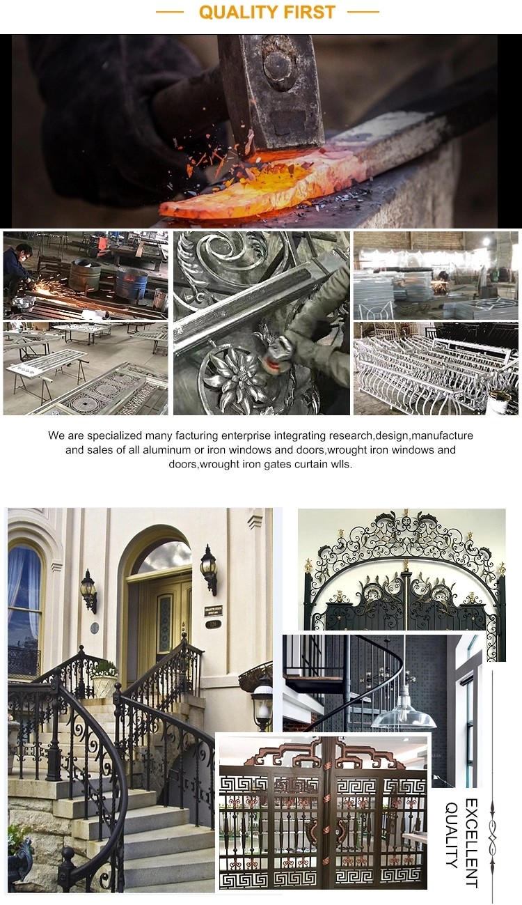 Swing Courtyard Iron Gates Hot-Dipped Galvanized Surface Beautiful Elegance