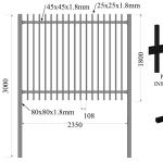 1800mm height x 2350mm width flat top tubular steel fence panels INTERPON powder