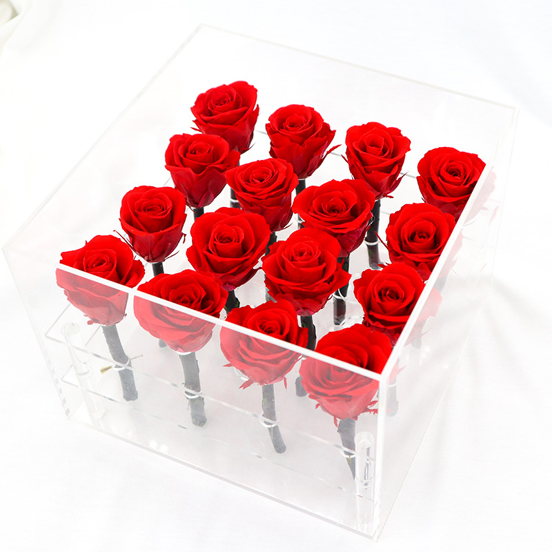 Wedding / Party Decoration Preserved Rose Flower With Long Stem