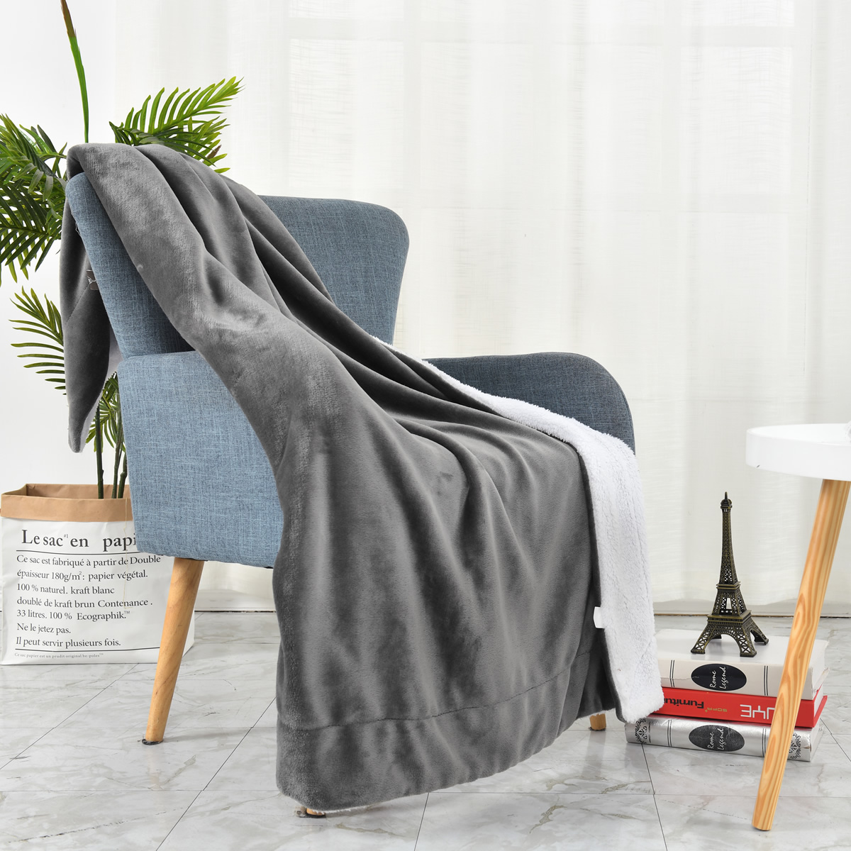 Plush Double Layer Sherpa Fleece Throw Blanket Microfiber Fabric For Winter