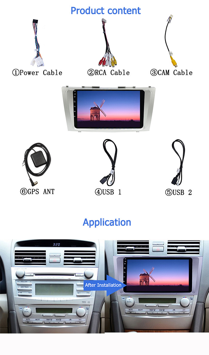 Android 2GB 32GB Car Stereo with GPS WIFI Mirrorlink Navigation Radio for Toyota Camry 2007-2011