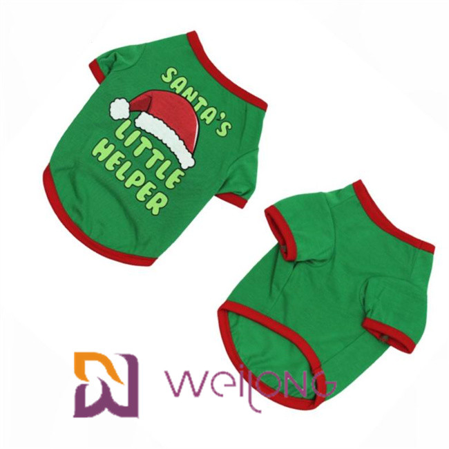 Pattern Color Rubber Print Pet T Shirt Customized Dog Christmas T Shirt