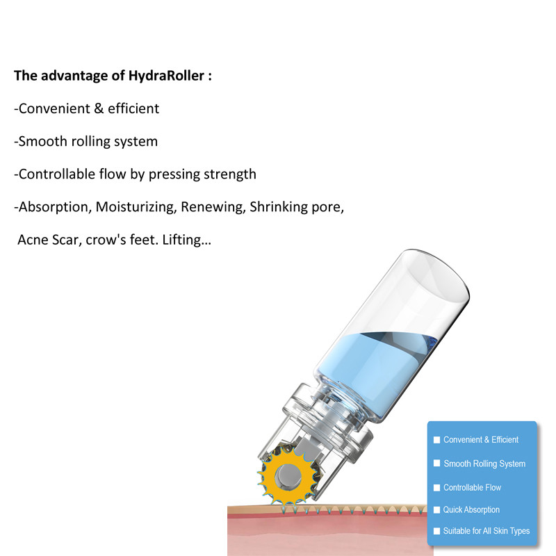 Microneedle Hydra Roller 64 Gold Tips dermal filler for hyaluronic acid facial massage derma roller bottle