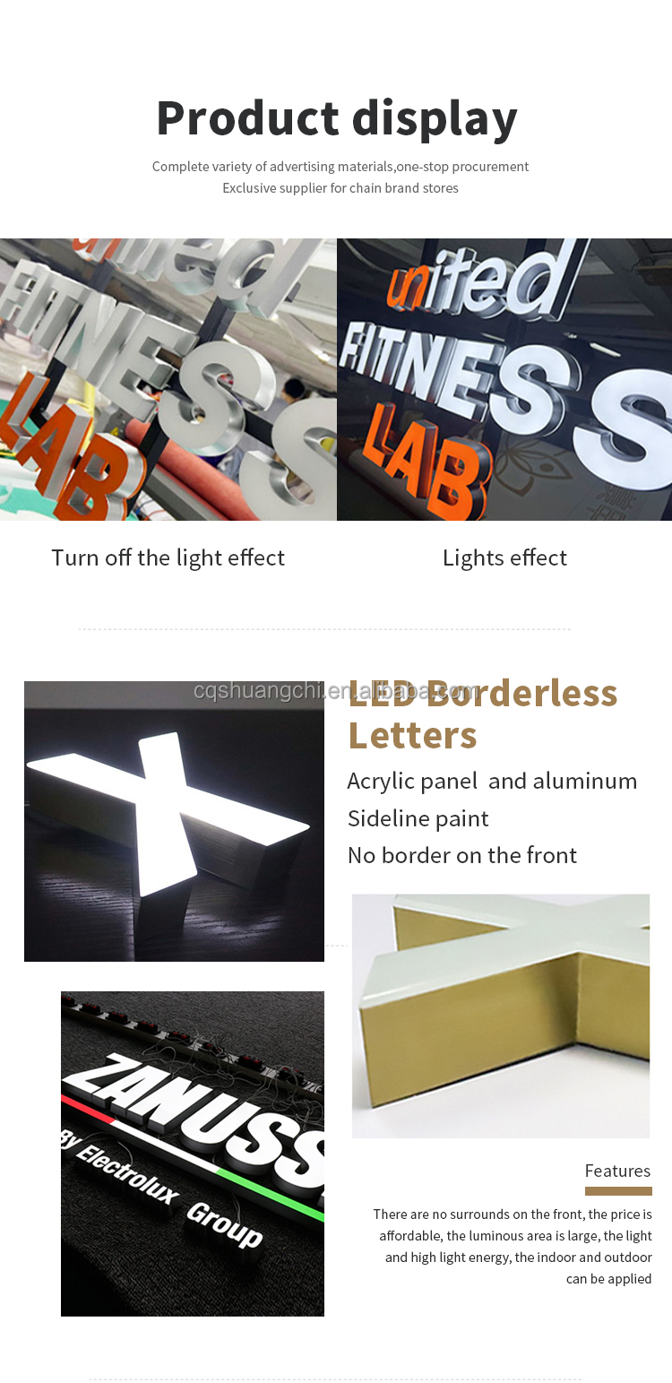 50000 Hours Working Lifetime Customized LED Channel Letters for Outdoor Store Signage