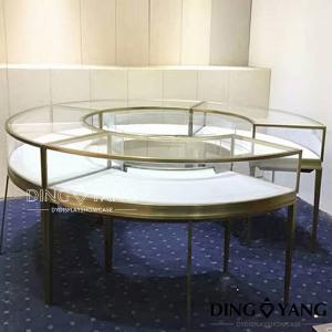 China Round Glass Lockable Lighted Jewelry Display Cases wholesale