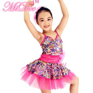 China Square Sequined In Rainbow Sparkle Leotard Under Dance Costume Outfit Professional Stage Competition Dance Costume wholesale