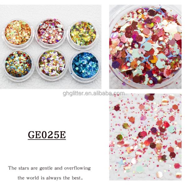 Mixed Hexagonal Butterfly Multicoloured Glitter Paillette Chunky Tumbler Decoration