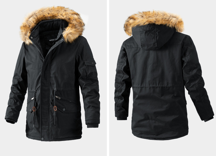 Winter Warm Water Proof Long Plus Size Utility Cotton Men Parka Coat Plus Size Trench Coats Jacket with Hooded