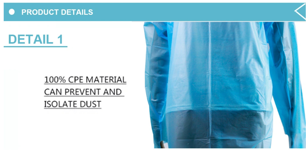 Water Resistant Disposable CPE Gown , Plastic Medical Gowns Breathable