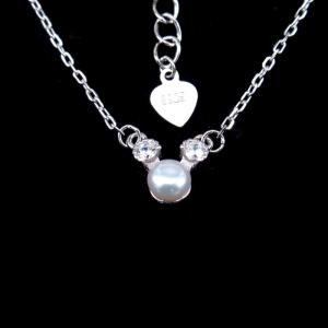 China Korean Sample Silver Pearl Necklace Minimalist Style For Engagement wholesale