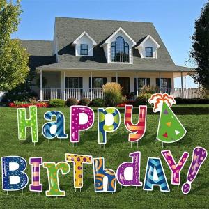 China 3mm 4mm Coroplast Yard Letters Corrugated Plastic Happy Birthday Sign wholesale
