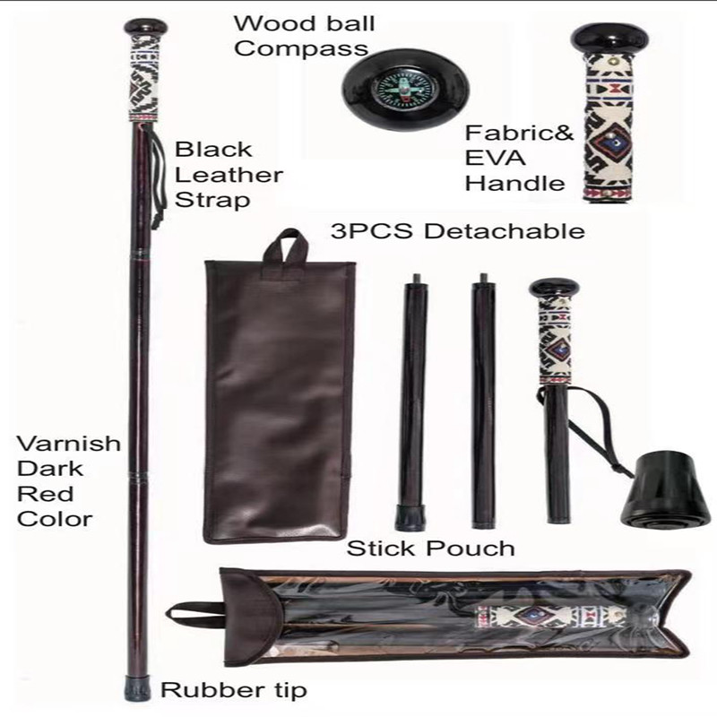 Lightweight Handmade Wooden Hiking Sticks Straight Handle