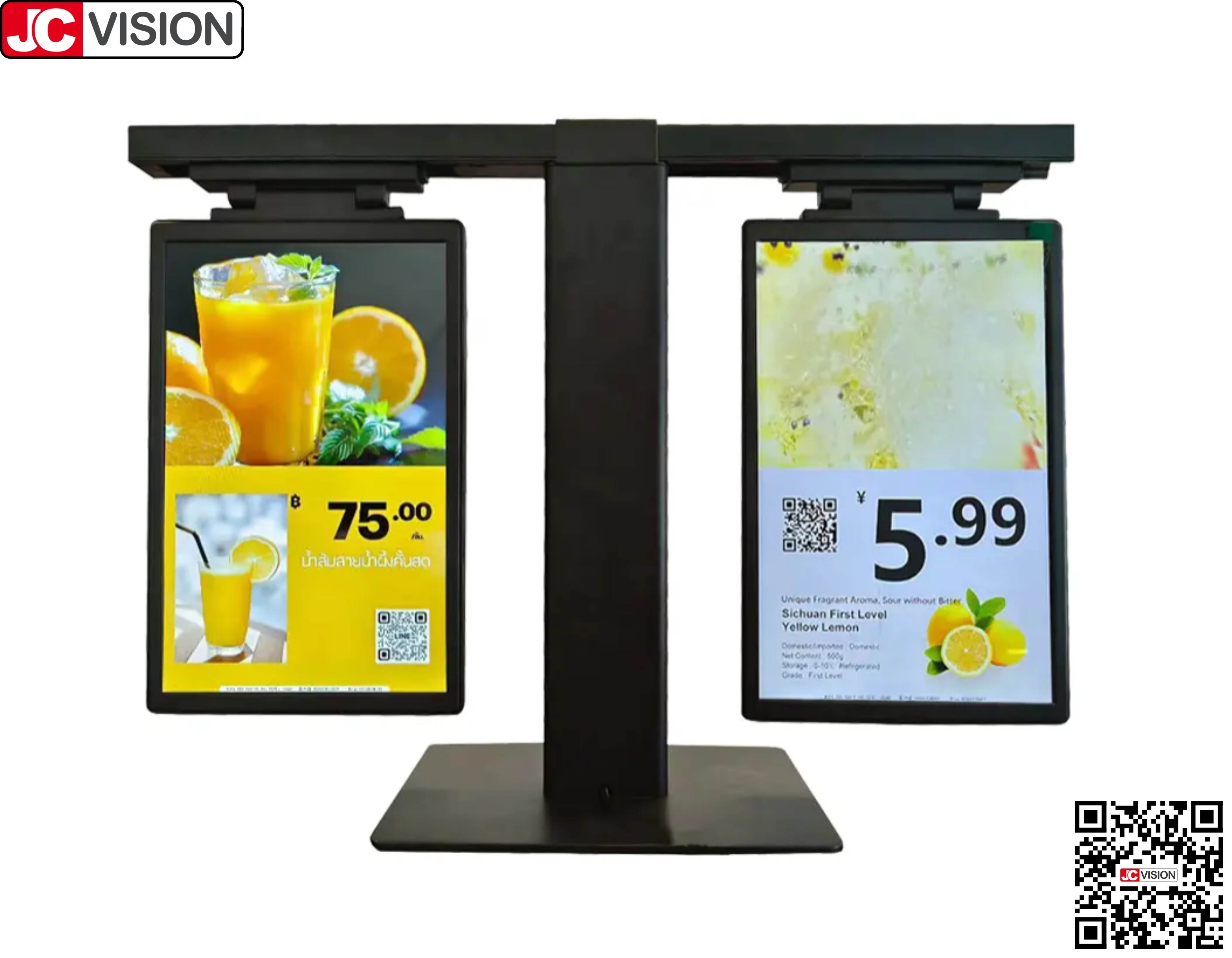 JCVISION 10.1-inch Dual Screen Display Of Product Electronic Price Tag, Digital Sign/touch Screen