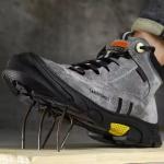 Gray Suede Safety Boots With Kevlar Midsole And Slip-Resistant Rubber Sole