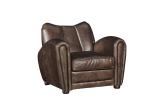 35'' Vintage Cigar Leather Leisure Armchair With brass nail heads handworkcraft