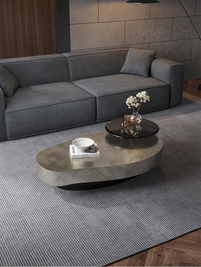 OEM Stainless Steel Contemporary Round Coffee Table With Metal Base