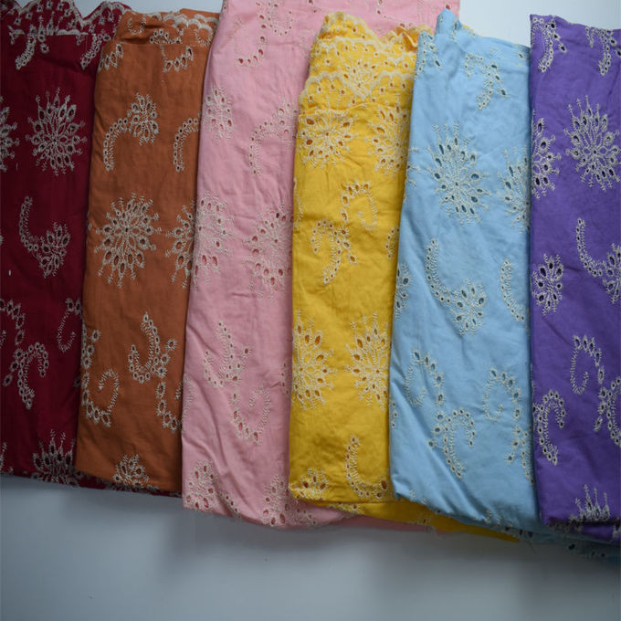 Soft Dresses White Embroidered Solid Color Cotton Fabric Garment Textile