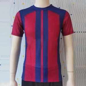 China Fabric Durable Soccer Team Jersey Polyester Breathable Striped Soccer Shirt wholesale