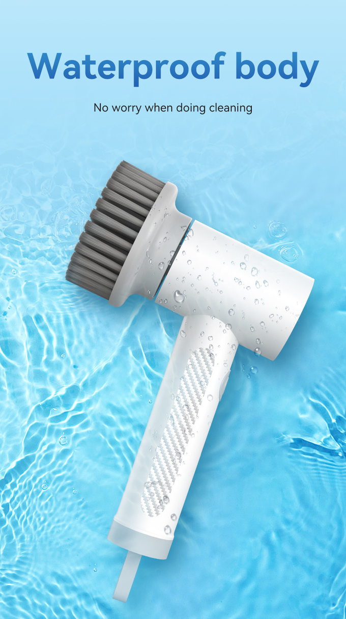 IPX6 Waterproof Modern White Electric Cleaning Brush With Wool Brush Head