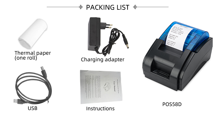 Compact and 58mm Cash Register Thermal Receipt POS Printer with Wireless Connectivity