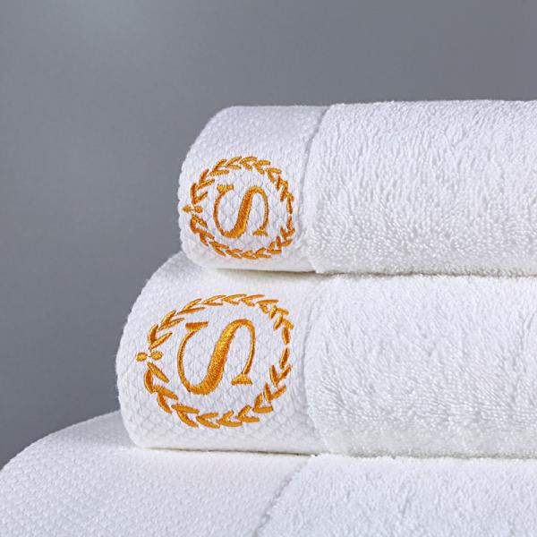 Child-Proof White Hotel Towel Set with Pure Cotton Embroidered Personalization