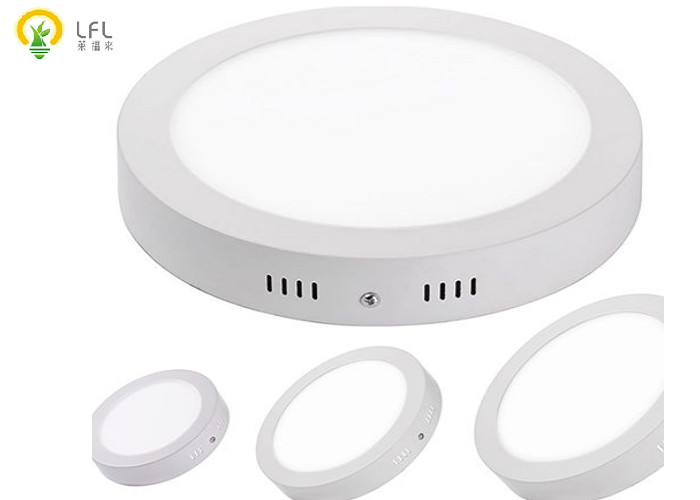 Round Cool Light LED Slim Panel For Surface Mounted Ceiling High Intensity Aluminum Shell