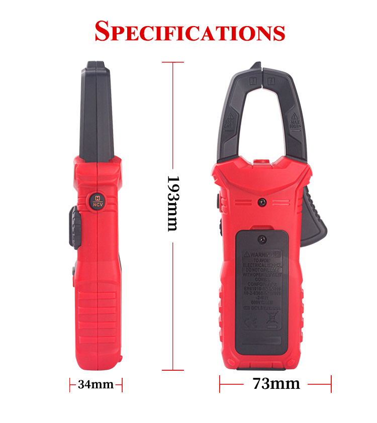 HT206B Auto Range Digital Clamp Meters , 600A AC Current Clamp Meter