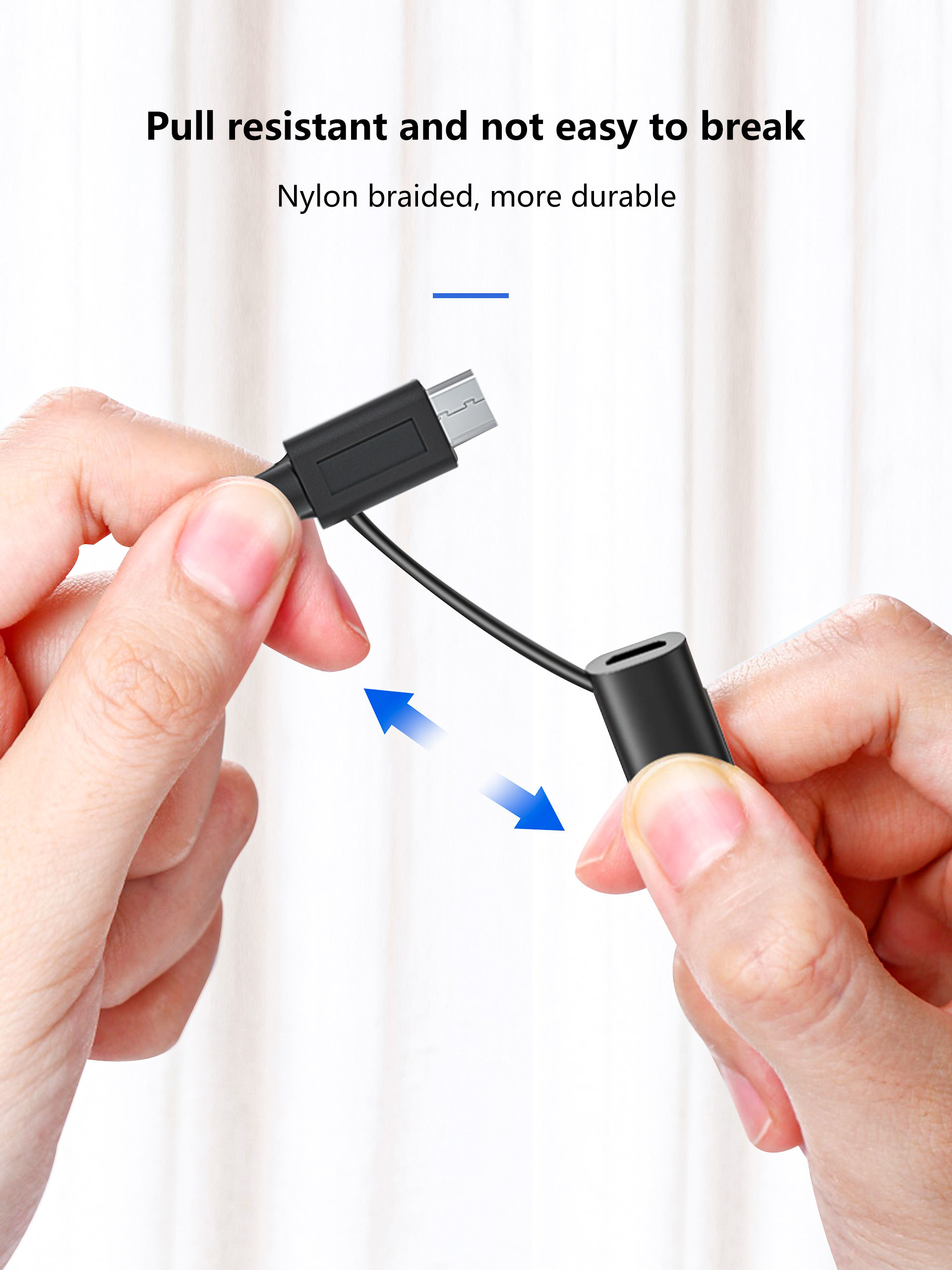 Nylon Braided 1M 2 IN 1 Data USB Cable With Micro Lightning Connector