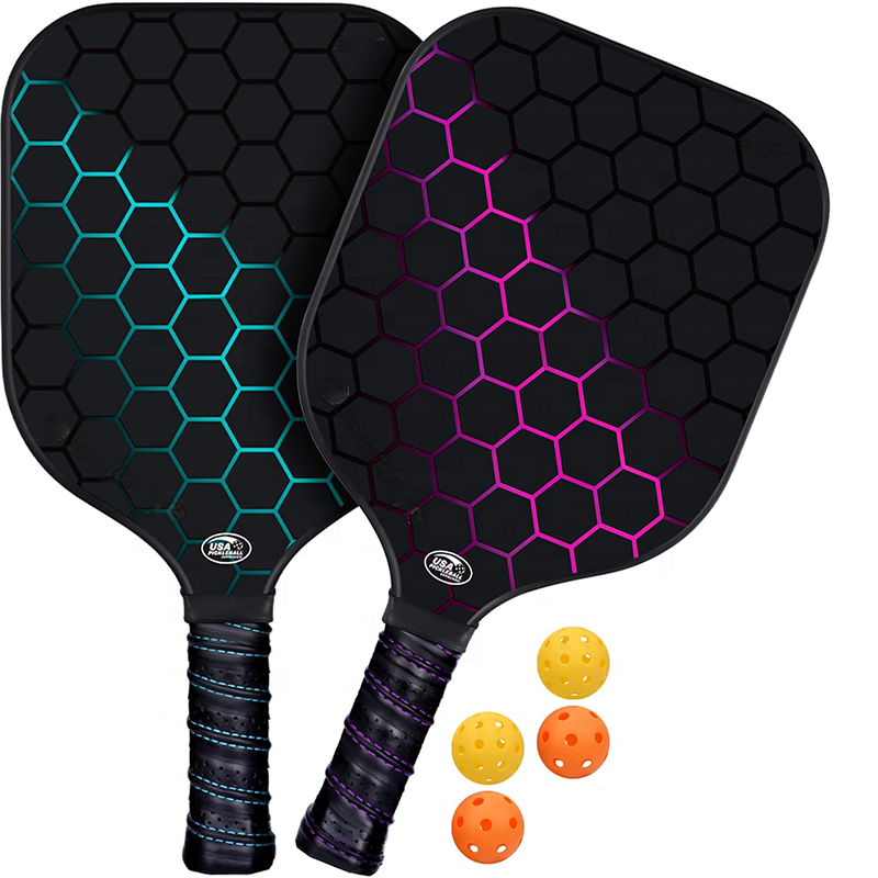 Fiberglass Core Pickleball Training Paddle Black Pickleball Paddle 16mm