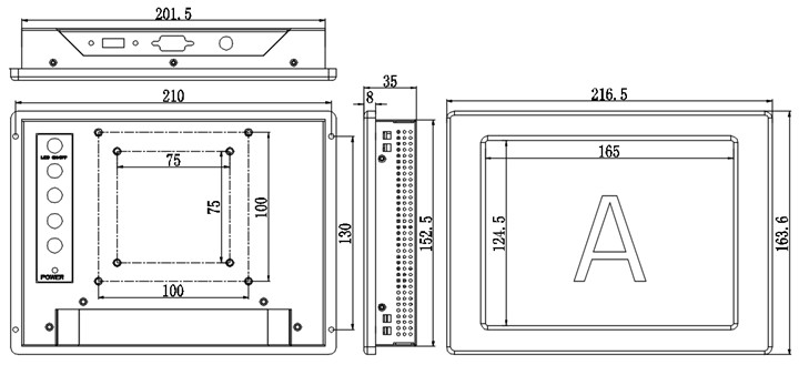 PLM-0801T 8" Industrial Pc Touch Screen Monitor Industrial DC12V Interface