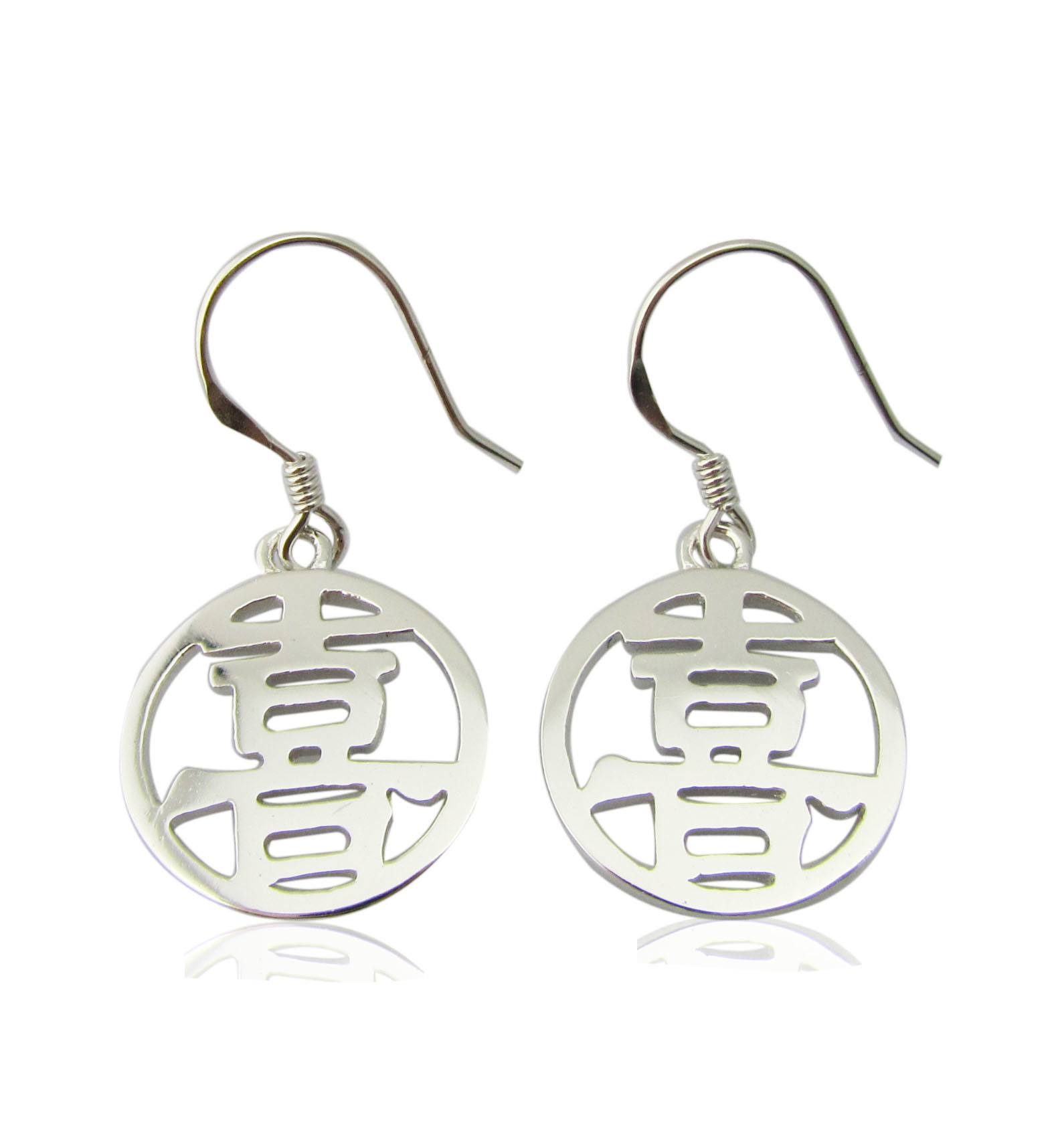 Chinese Happiness Earring 925 CZ Sterling Silver Earrings Delicate Flower Shape For Feminine And Elegant Look