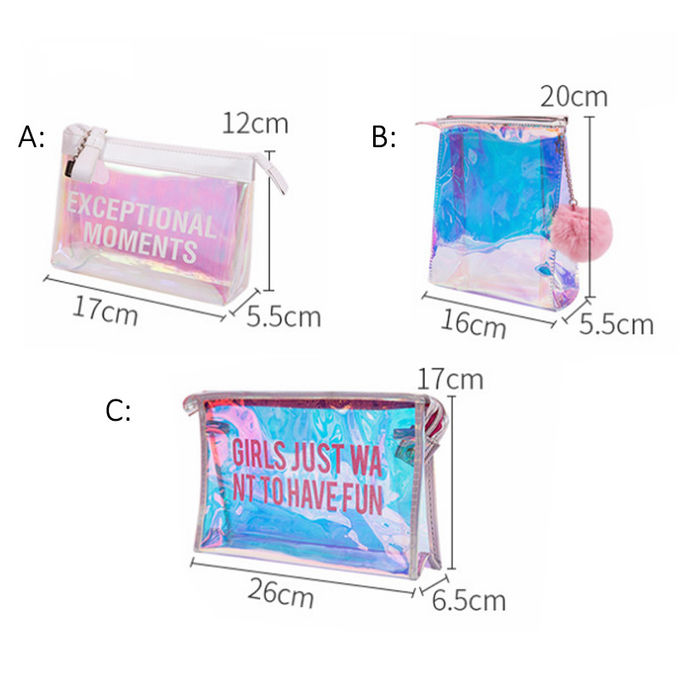 Leak Proof Lady Laser Clear PVC Cosmetic Bag Custom Logo