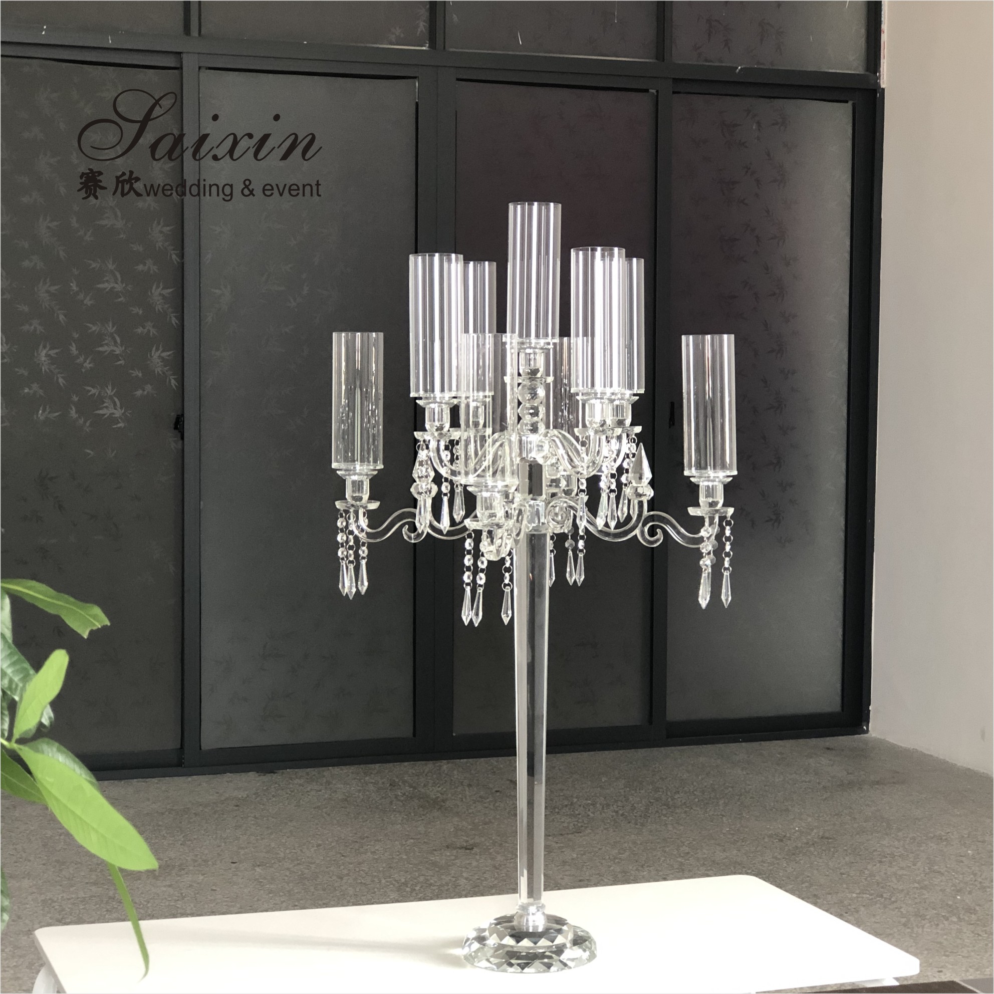 7 Arm 9 Arm Crystal Candelabra Glass Centerpieces Wedding 120CM