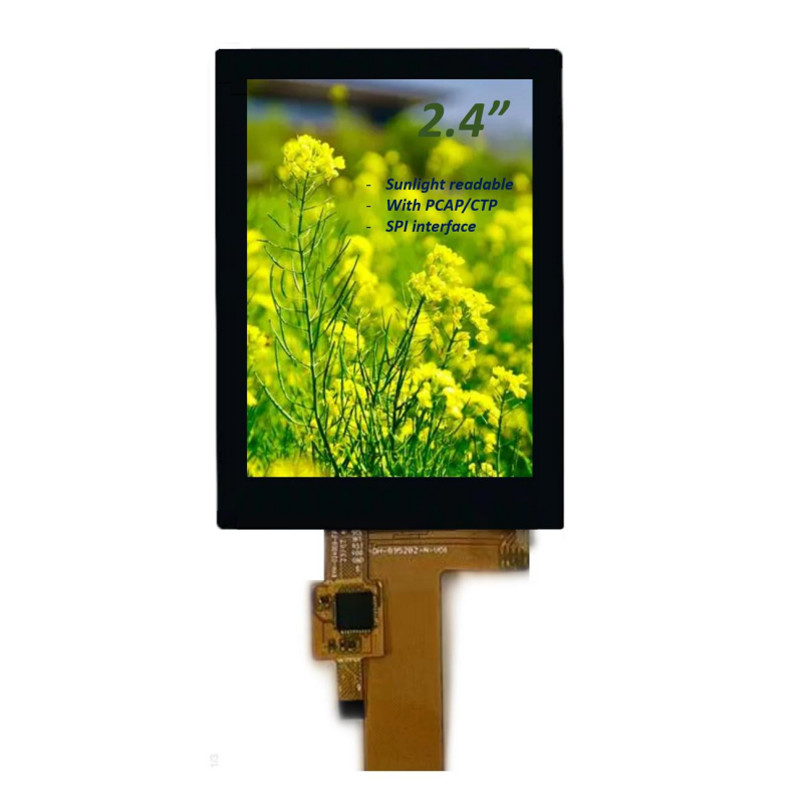 2.4 Inch PCAP TFT LCD Display Sunlight Readable, 15 Pin SPI 2.4 Inch All Viewing Angle TFT LCD With CTP