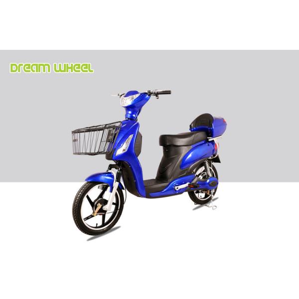Blue Pedal Assisted Electric Scooter , 18" X 2.5 Electric Moped Scooter For Adults