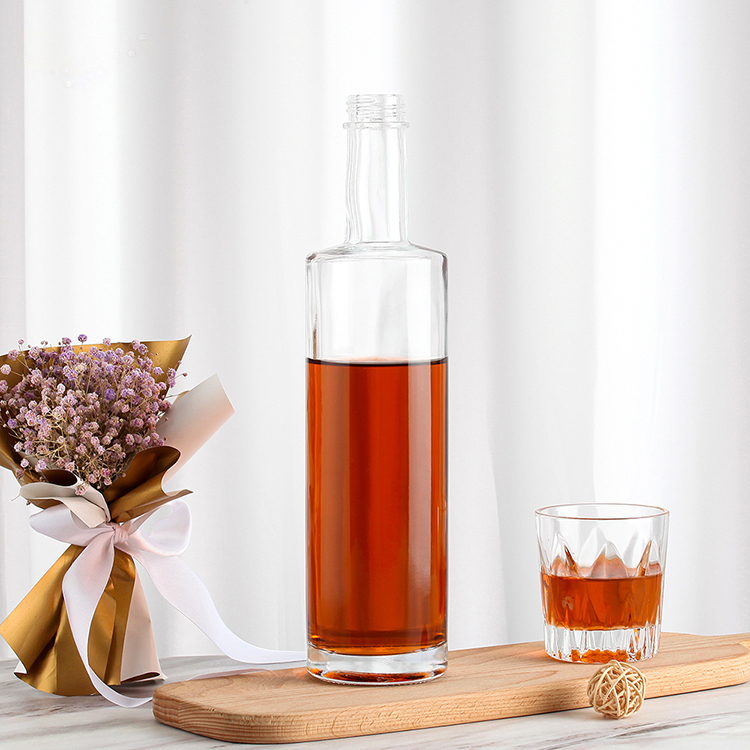 Customized Hot Stamping 200ml 375ml 500ml 750ml Round Glass Liquor Bottle