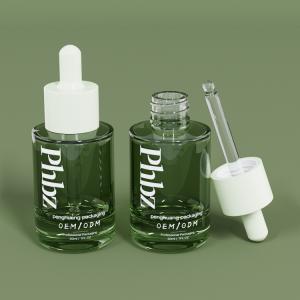 China OEM 30ML 1oz Luxury Glass Dropper Bottles Green Serum Bottle wholesale