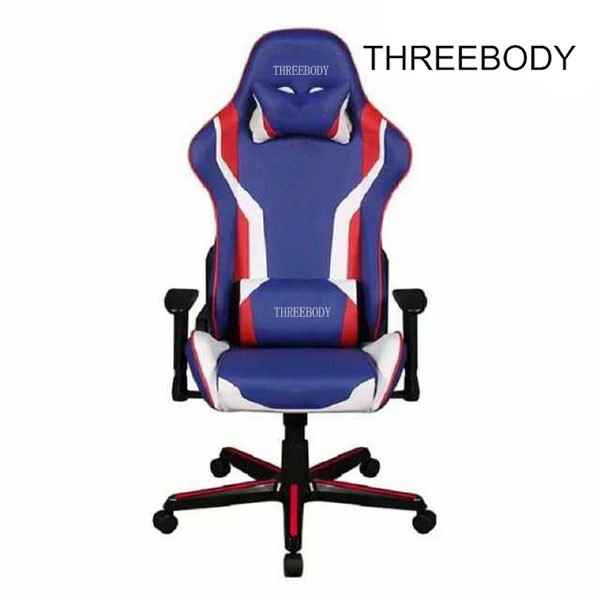 Mobile Comfortable Computer Gaming Chair , Blue PU Leather Racing Seat Desk