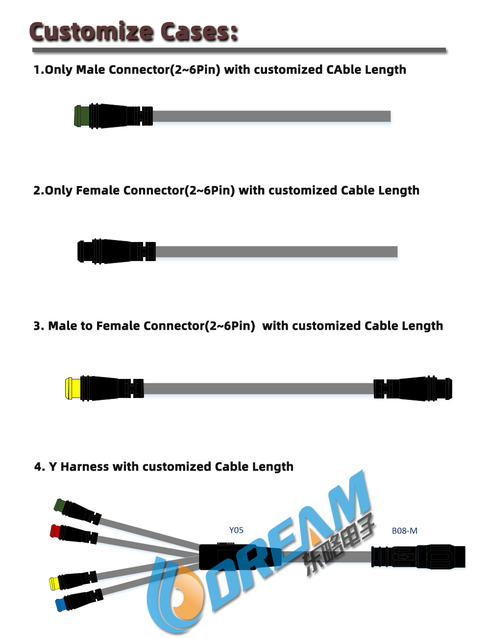 Ebike Display Connector 2/3/4/5 Pin Cable Waterproof Connector Signal line