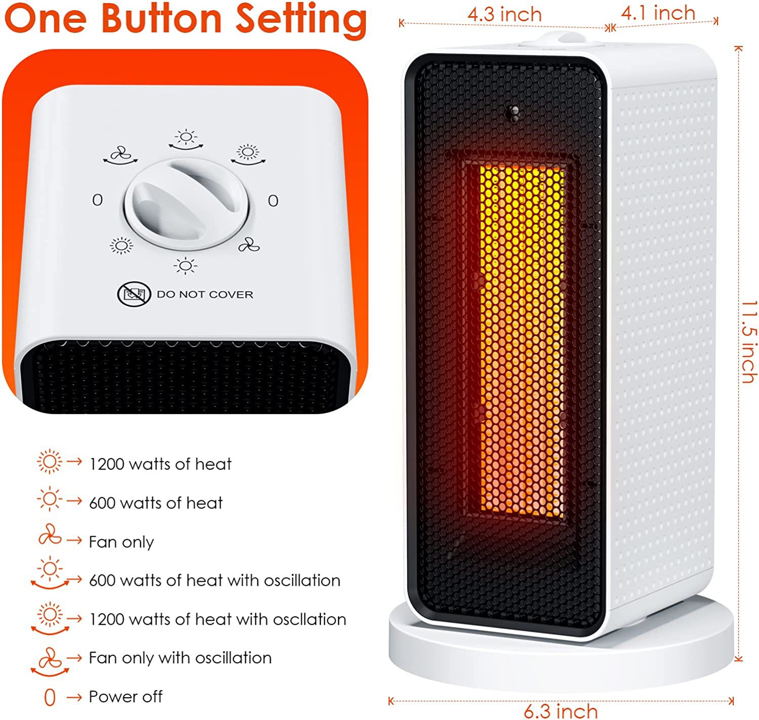Household Vertical Electric Heater with Quick Heating Waterproof Function