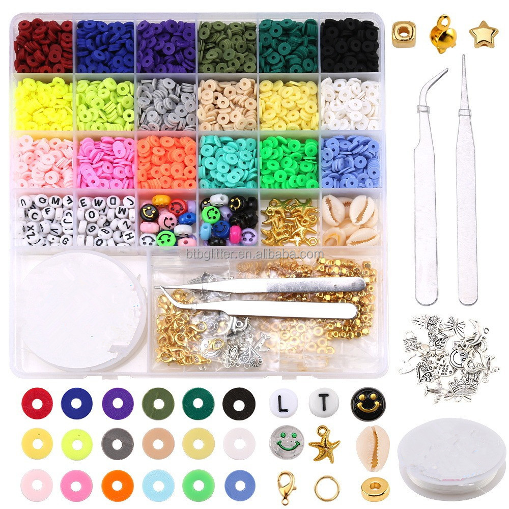 Handmade Elastic Rope Woven Bracelet Beads Acrylic Alphanumeric Word Box Accessories with Free Samples