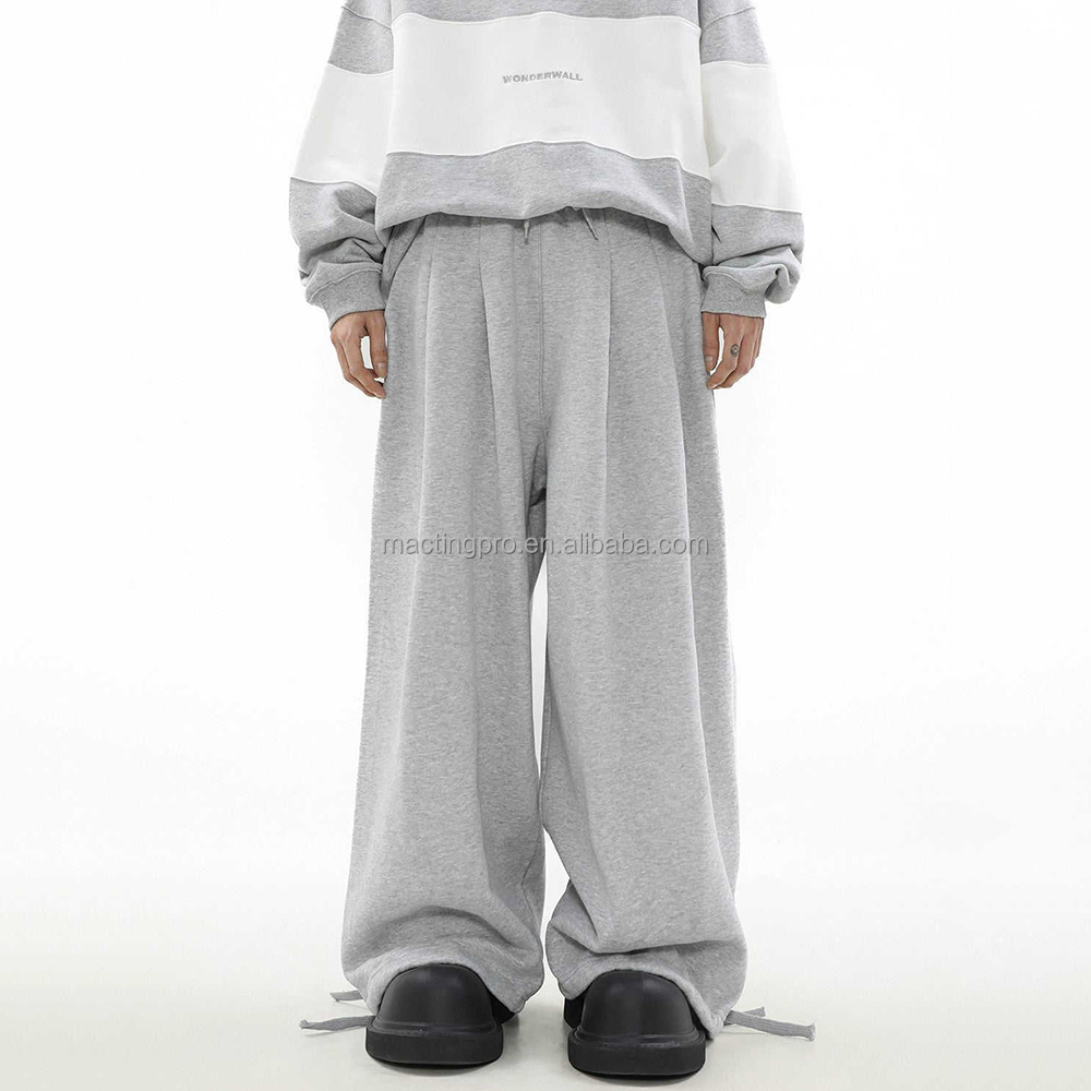 Mid Waist Custom Cotton French Terry Oversized Joggers for Men Knitted Weaving Method