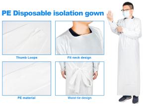 China PE Waterproof Isolation Gowns White Disposable Clothing wholesale