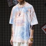 Colorfull Green Tie Dye Men Streetwear T Shirts 130gsm-230gsm Worsted Fabric